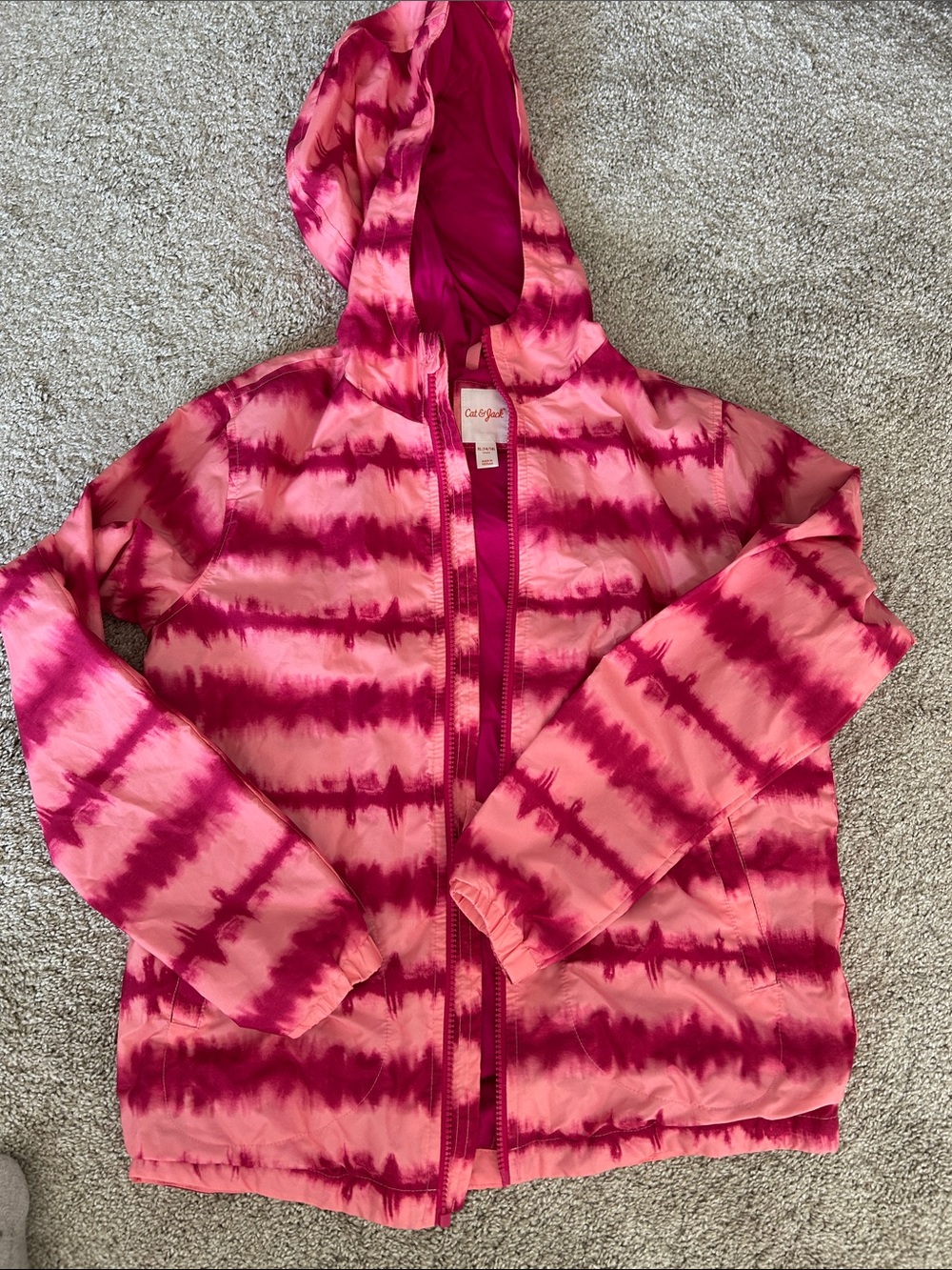 Cat & Jack Pink Tie-Dye Hooded Jacket